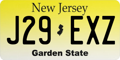 NJ license plate J29EXZ
