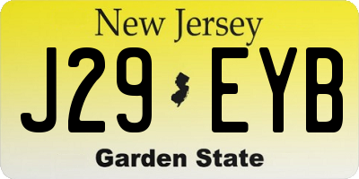 NJ license plate J29EYB