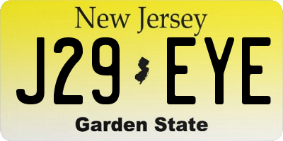 NJ license plate J29EYE
