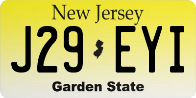 NJ license plate J29EYI