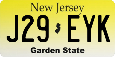 NJ license plate J29EYK