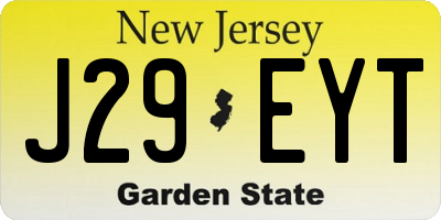 NJ license plate J29EYT