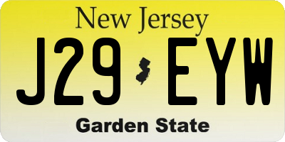 NJ license plate J29EYW