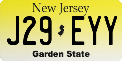NJ license plate J29EYY