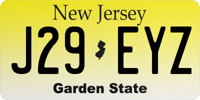 NJ license plate J29EYZ