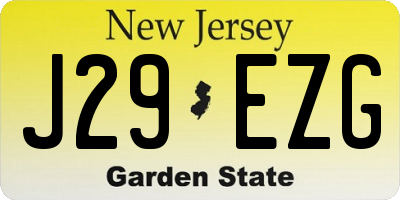 NJ license plate J29EZG