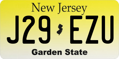 NJ license plate J29EZU