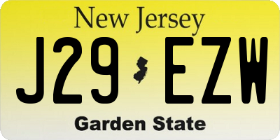 NJ license plate J29EZW