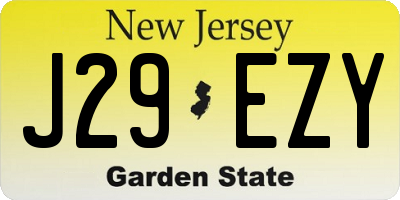 NJ license plate J29EZY
