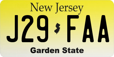 NJ license plate J29FAA