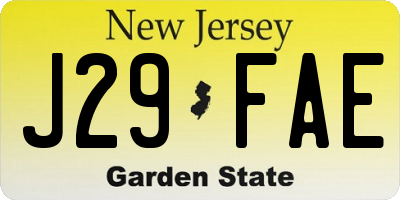 NJ license plate J29FAE