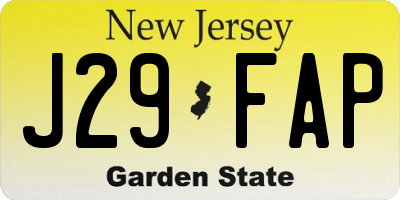 NJ license plate J29FAP