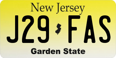 NJ license plate J29FAS