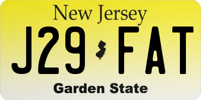 NJ license plate J29FAT