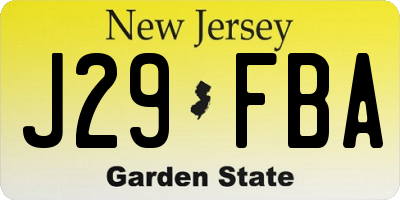 NJ license plate J29FBA