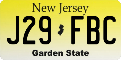 NJ license plate J29FBC