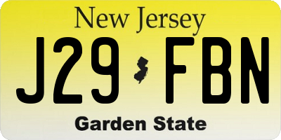 NJ license plate J29FBN