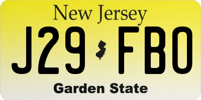 NJ license plate J29FBO