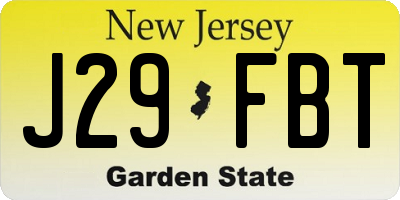 NJ license plate J29FBT