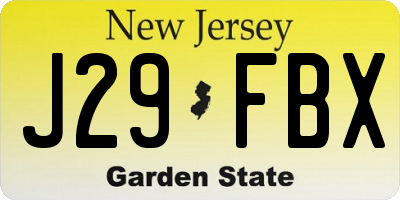 NJ license plate J29FBX