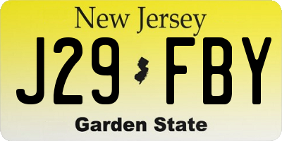 NJ license plate J29FBY