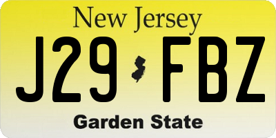NJ license plate J29FBZ