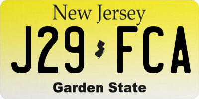NJ license plate J29FCA