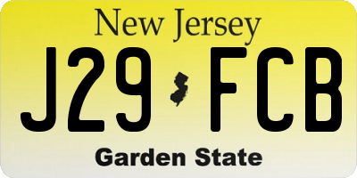 NJ license plate J29FCB