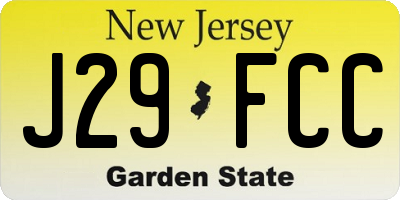 NJ license plate J29FCC