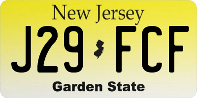NJ license plate J29FCF