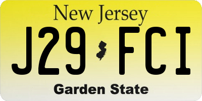 NJ license plate J29FCI