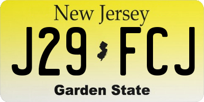 NJ license plate J29FCJ