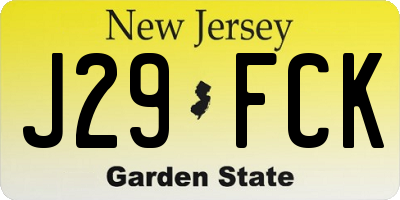NJ license plate J29FCK