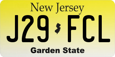 NJ license plate J29FCL