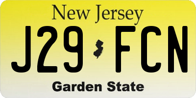 NJ license plate J29FCN