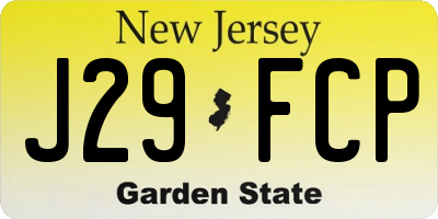 NJ license plate J29FCP