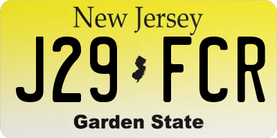 NJ license plate J29FCR