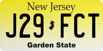 NJ license plate J29FCT