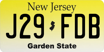 NJ license plate J29FDB