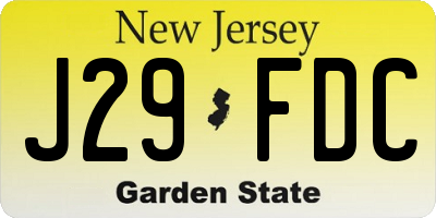 NJ license plate J29FDC