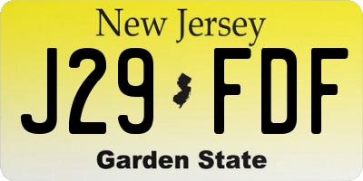 NJ license plate J29FDF