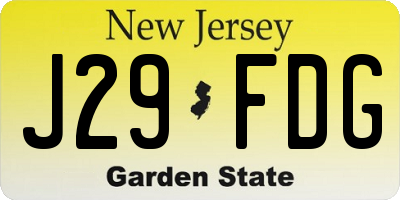 NJ license plate J29FDG