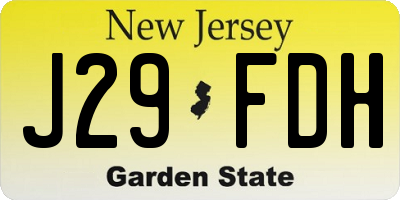 NJ license plate J29FDH