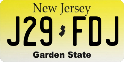 NJ license plate J29FDJ