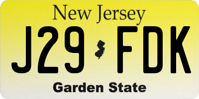 NJ license plate J29FDK