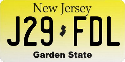 NJ license plate J29FDL