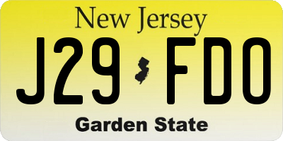 NJ license plate J29FDO