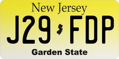 NJ license plate J29FDP