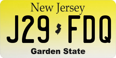 NJ license plate J29FDQ