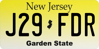 NJ license plate J29FDR